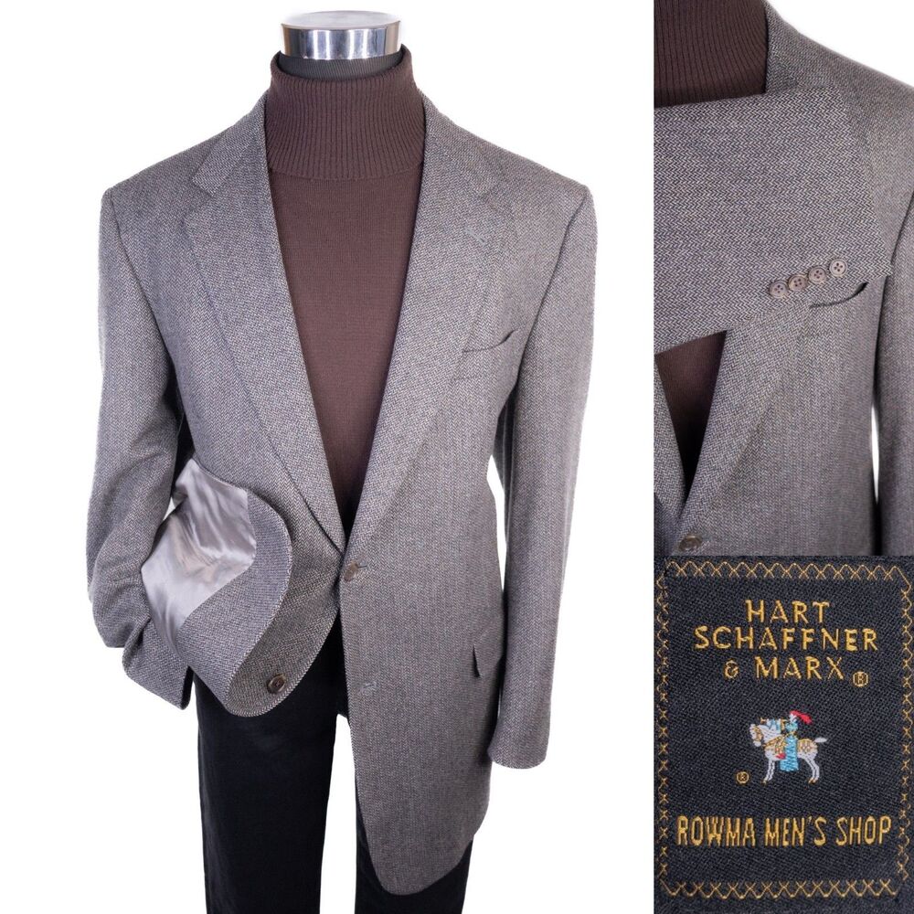 HART SCHAFFNER MARX Wool Sport Coat Jacket Blazer 46L 2-Button USA VTG
